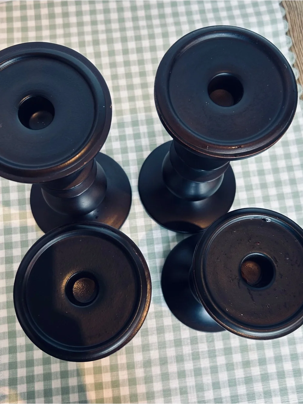 Deep Brown Wooden Candle Holders Set of 4 -